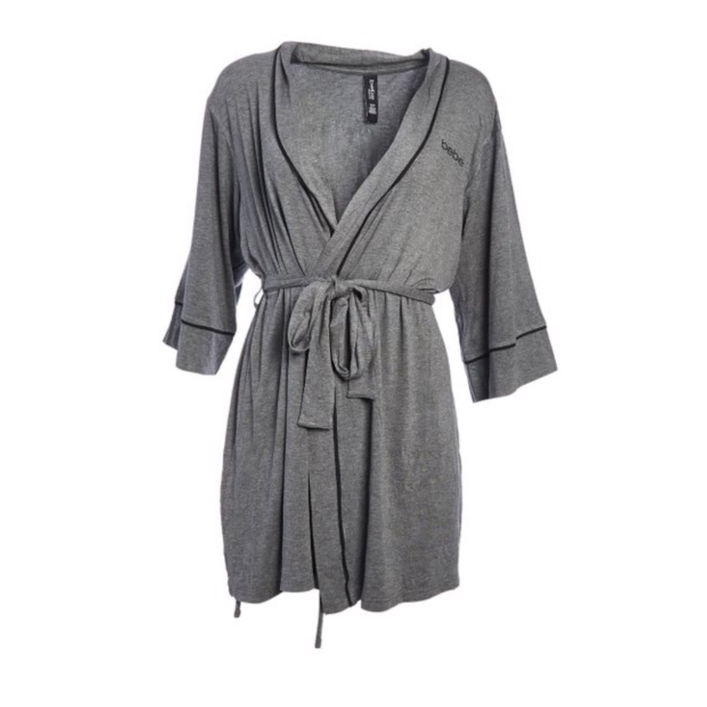 NWT Bebe Charcoal Heather & Black Robe - Picture 3 of 4